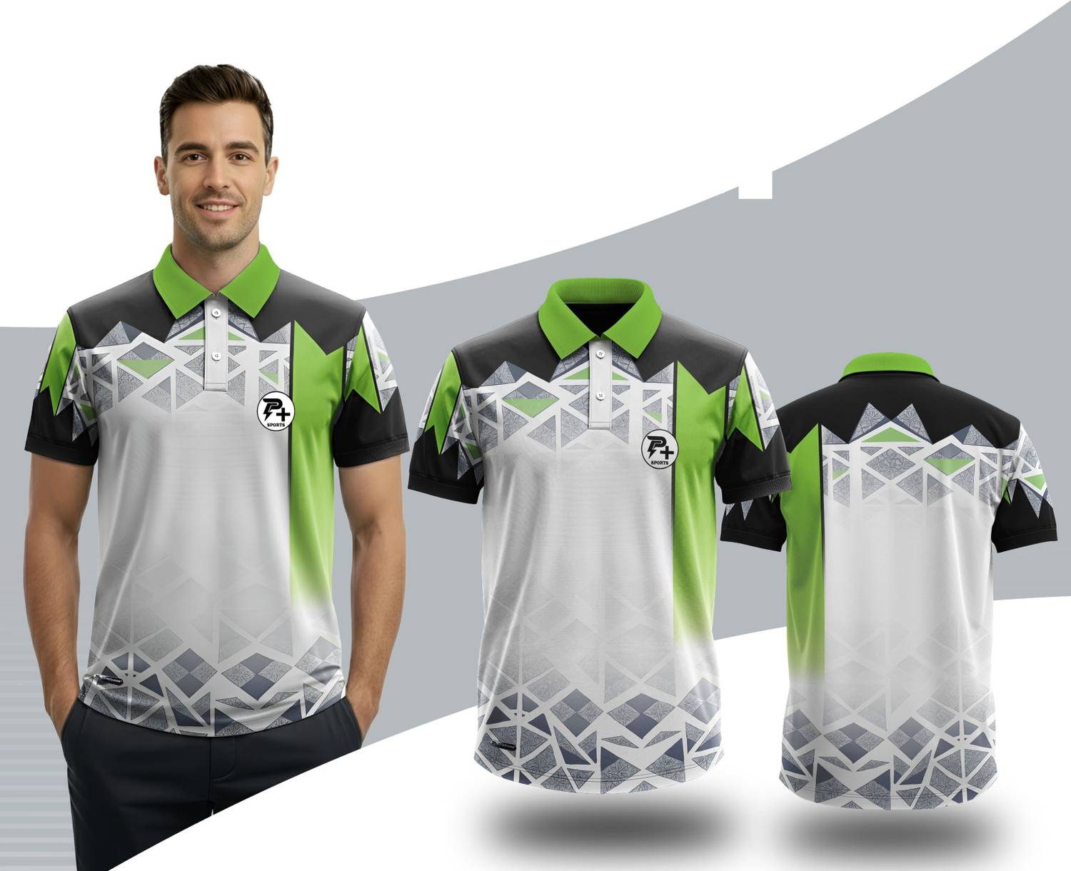 PLAY FUSION Men Printed Polo Neck Polycotton Green T-Shirt