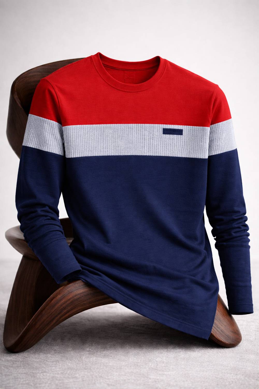 FAOES Colorblock Men Round Neck Red T-Shirt