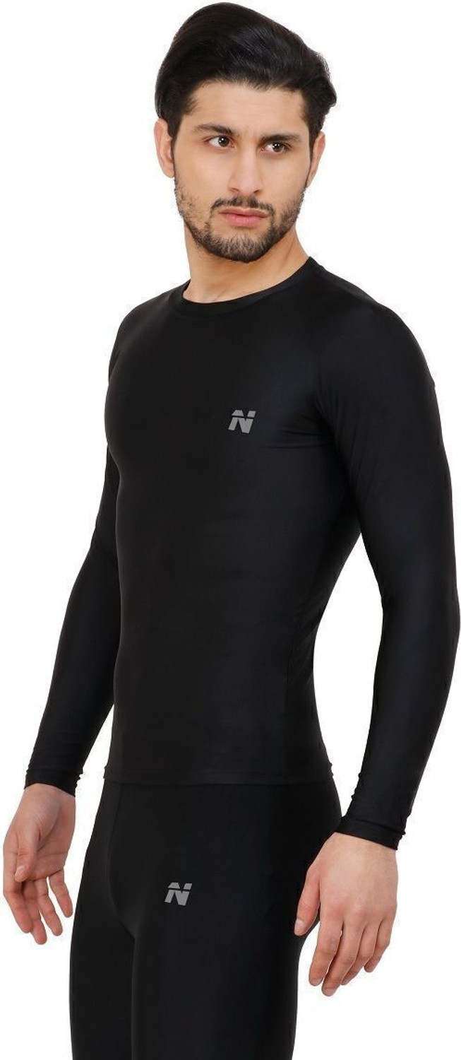 Image of NINQ Solid Men Round Neck Black T-Shirt