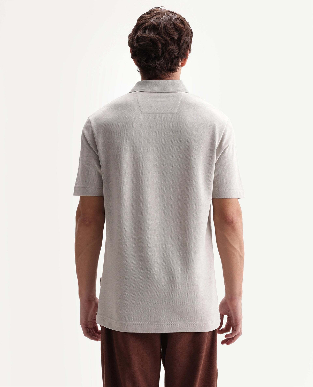 Image of RARE RABBIT Solid Men Mandarin Collar Grey T-Shirt