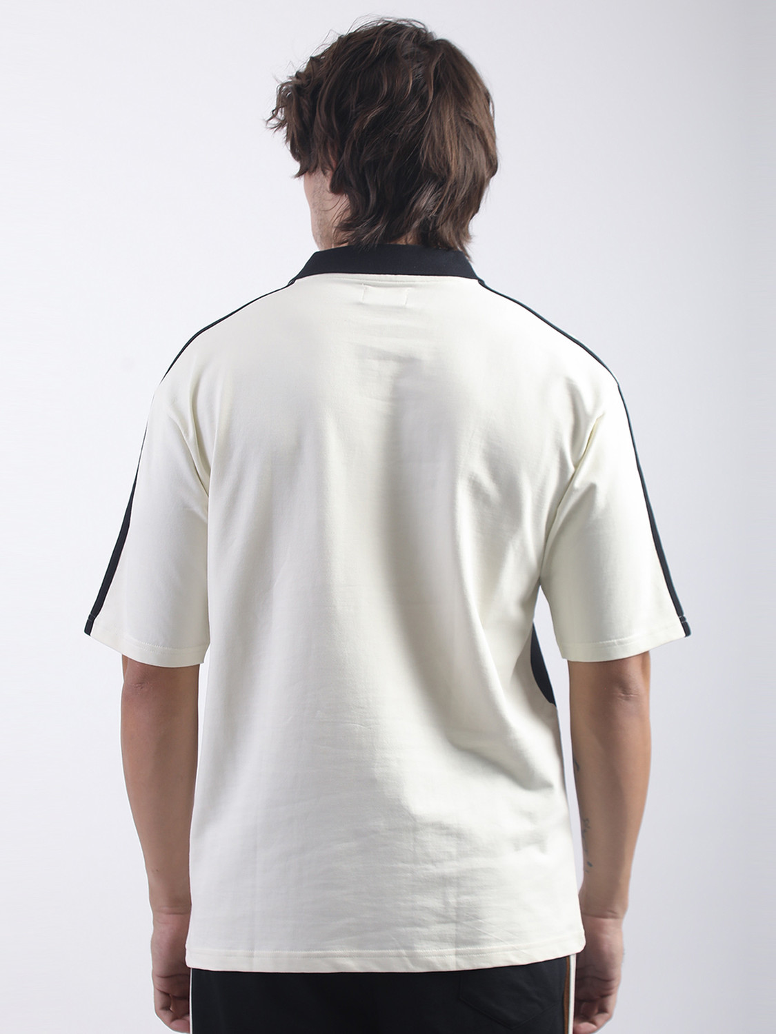 Image of MANIAC Printed Men Polo Neck White T-Shirt