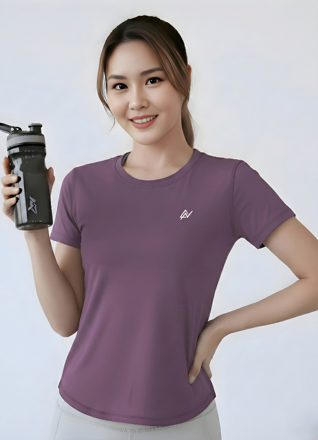 Image of NEXSUS APPARELS Solid Women Round Neck Purple T-Shirt