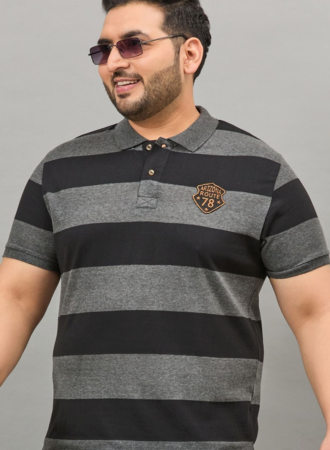Image of Austivo Striped Men Polo Neck Multicolor T-Shirt