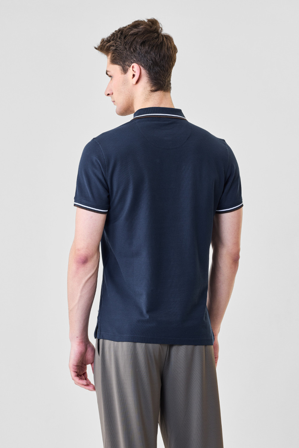Image of Snitch Solid Men Polo Neck Navy Blue T-Shirt