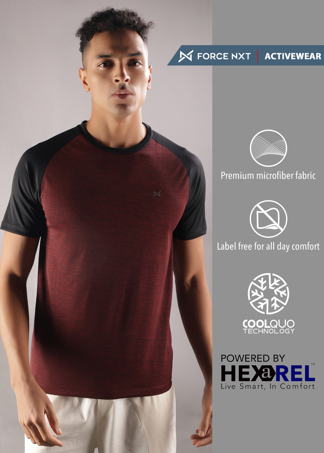 Image of Force NXT Solid Men Round Neck Multicolor T-Shirt