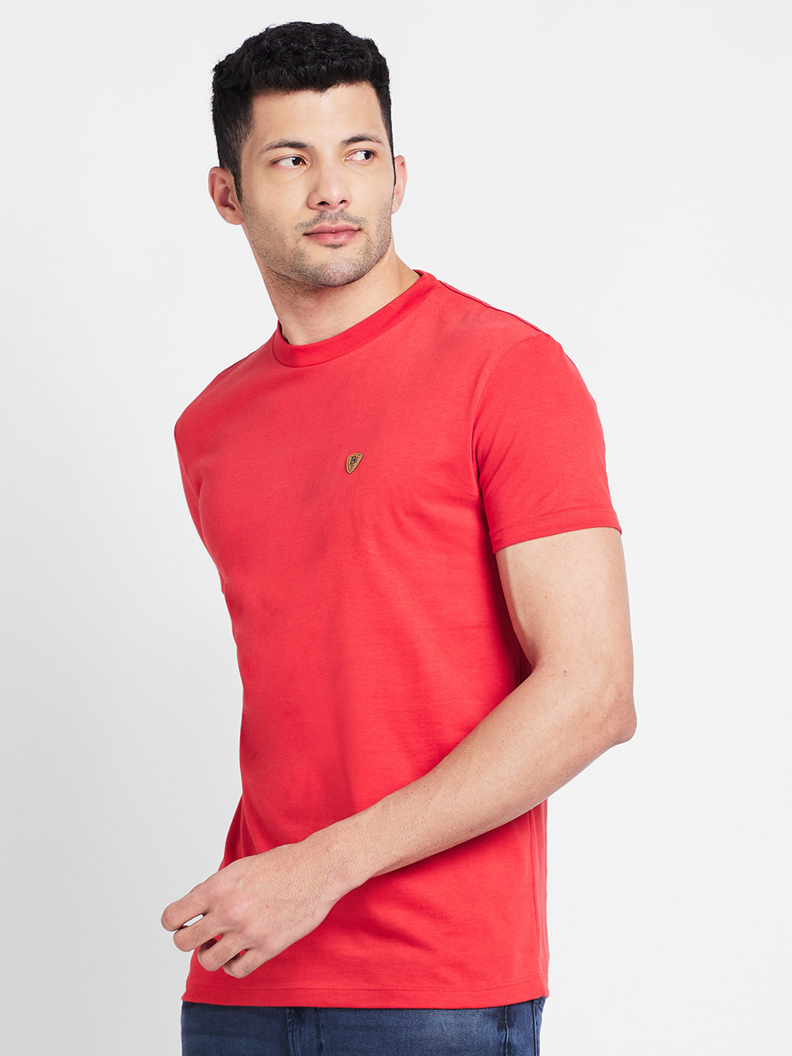 Image of BEING HUMAN Solid Men Round Neck Red T-Shirt