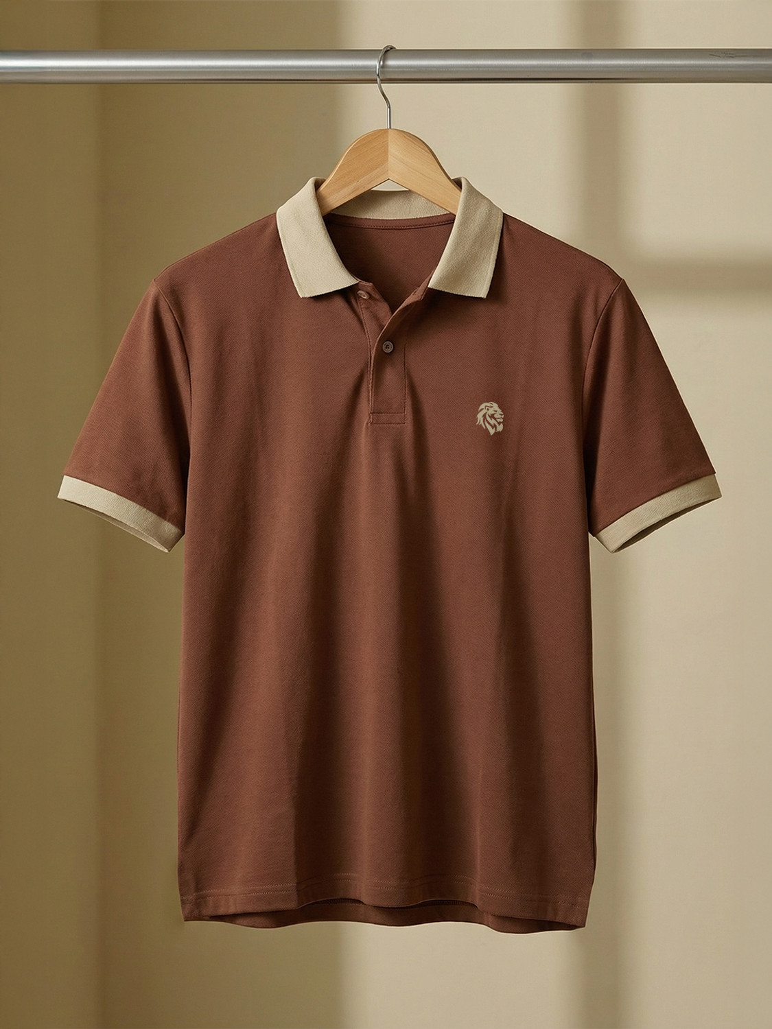 Image of JUST ROAR Colorblock Men Polo Neck Multicolor T-Shirt
