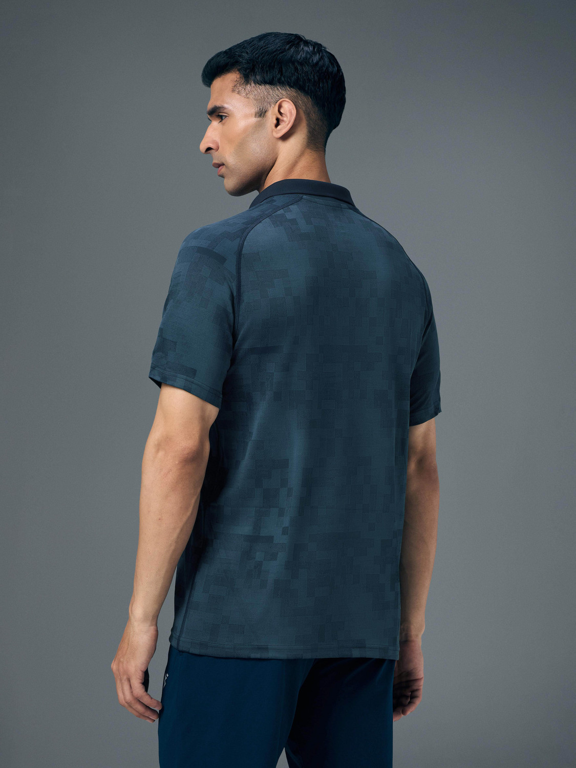 Image of TECHNOSPORT Printed Men Polo Neck Blue T-Shirt