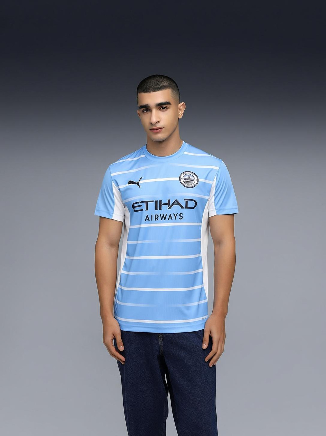 Image of PUMA Solid Men Crew Neck Blue T-Shirt