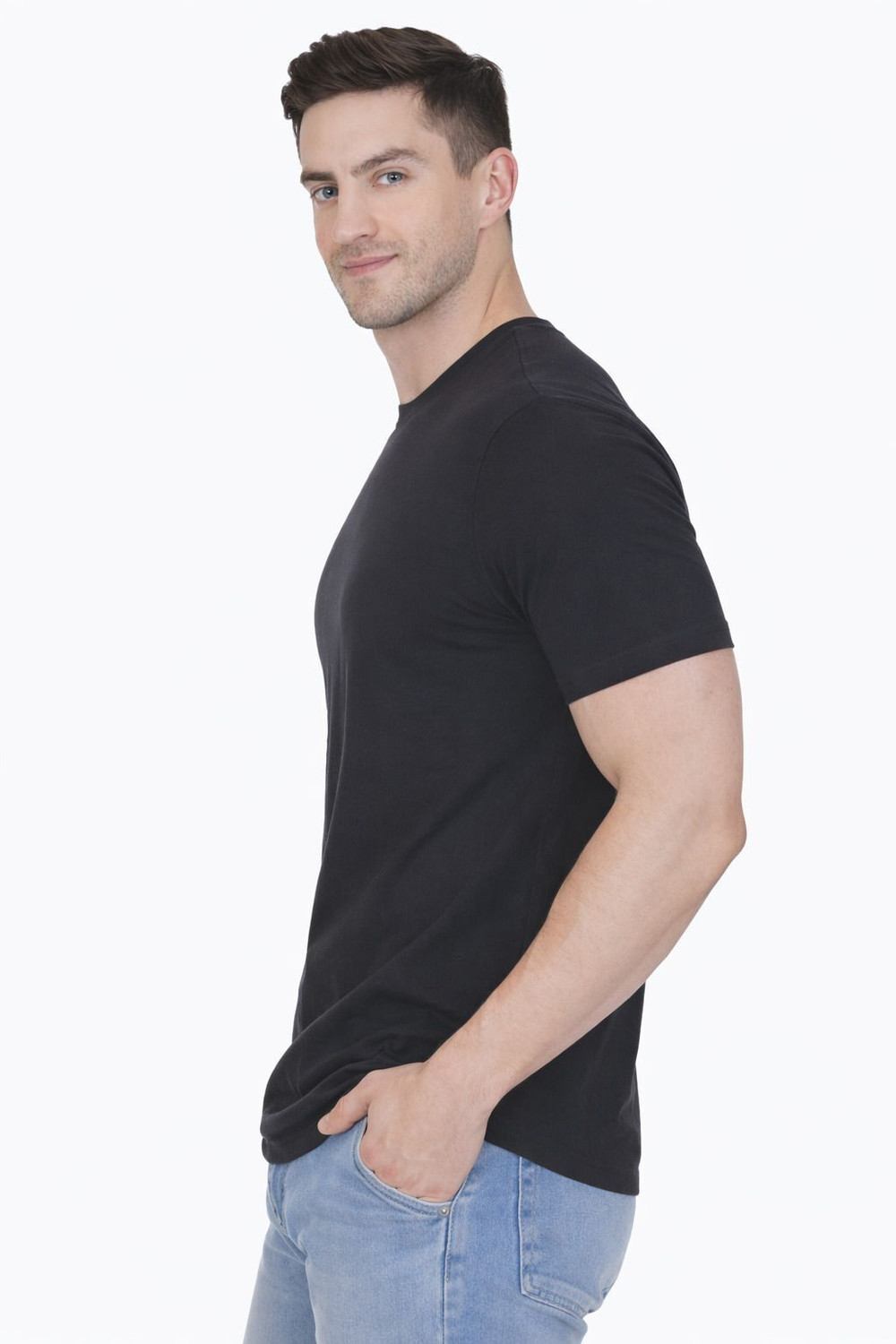 Image of Vmens99 Printed Men Round Neck Black T-Shirt