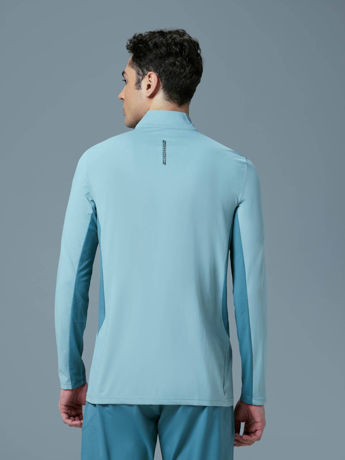 TECHNOSPORT Men High Neck Light Blue T-Shirt - Image 2