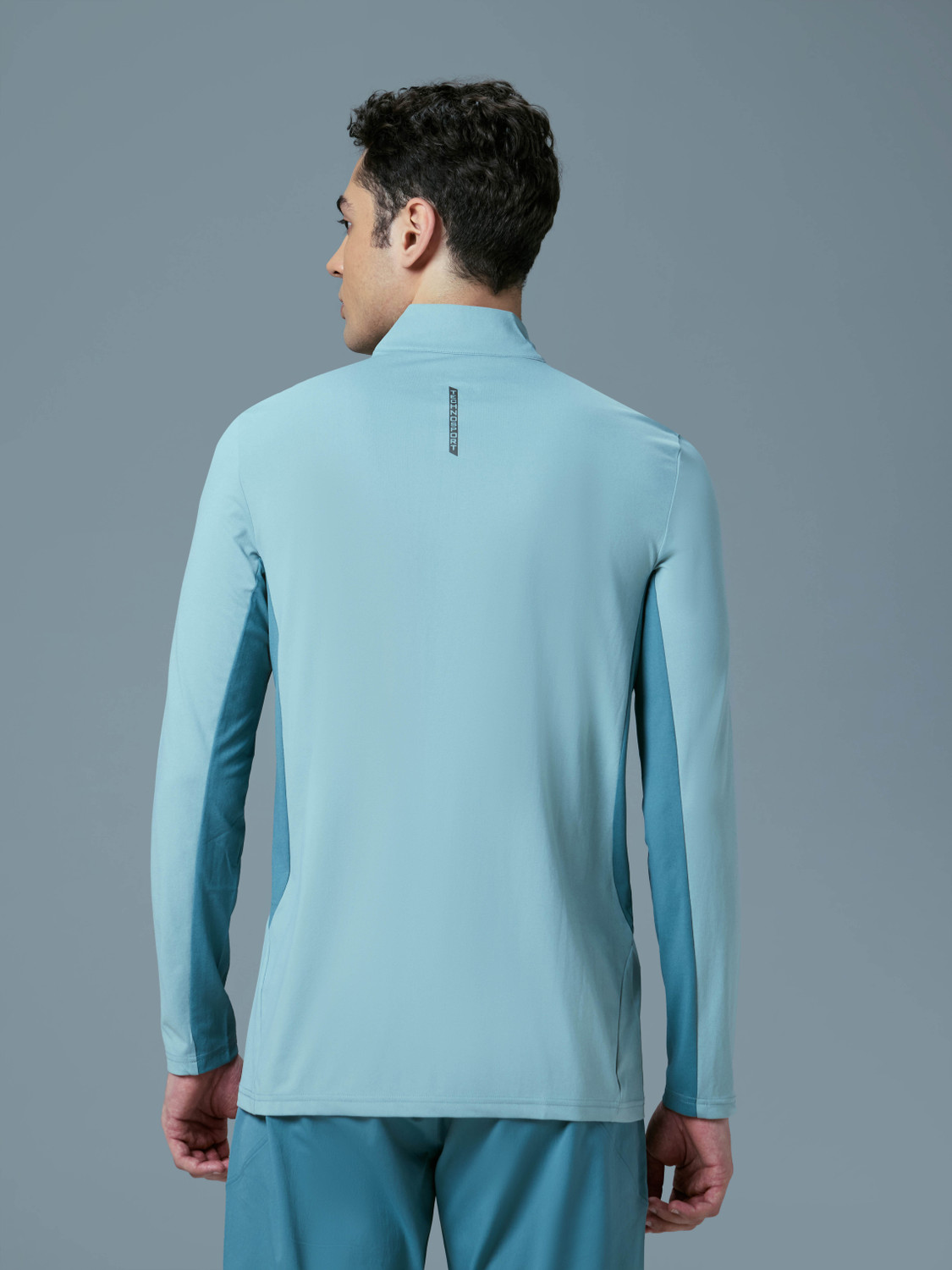 Image of TECHNOSPORT Sporty Men High Neck Light Blue T-Shirt