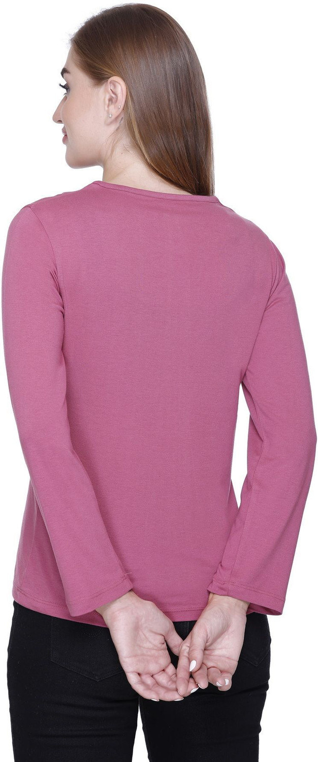 Image of Star Touch Printed Women Round Neck Pink T-Shirt