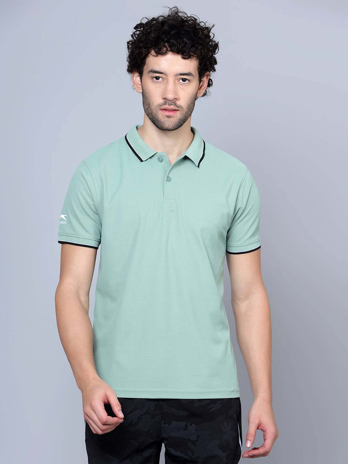 Shiv Naresh Men Solid Polo Neck Polyester Light Green T-Shirt