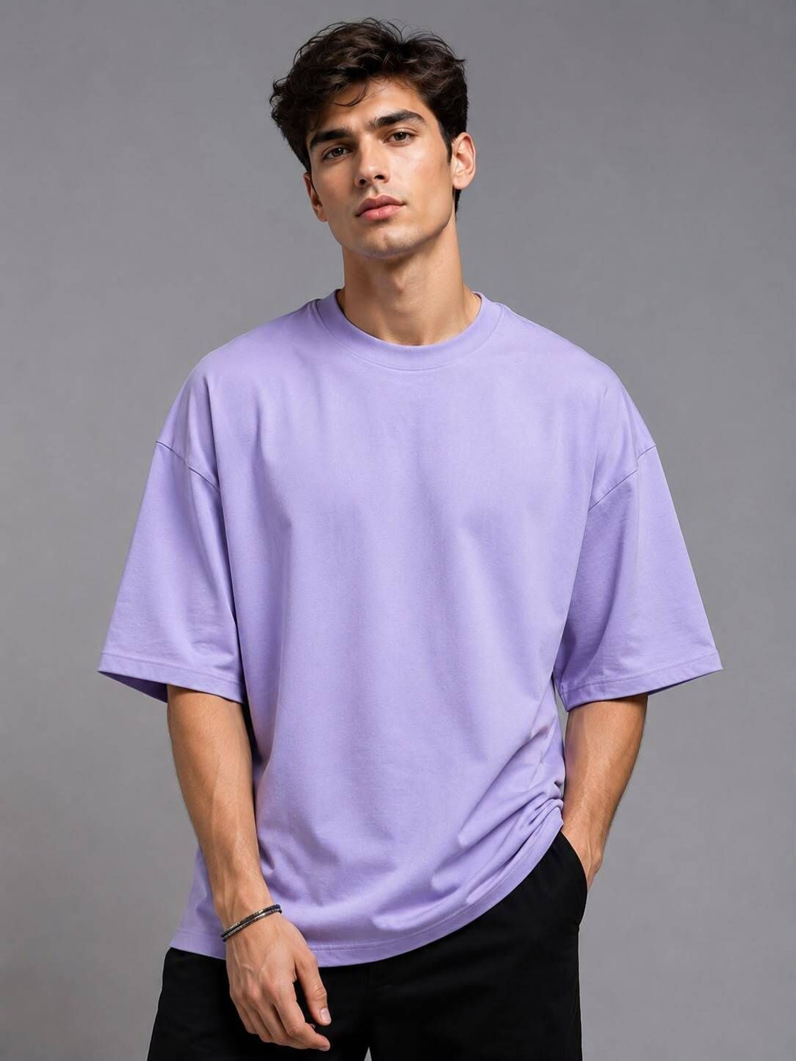 Image of JAI GANESHA Men Graphic Print Round Neck Polycotton Purple T-Shirt