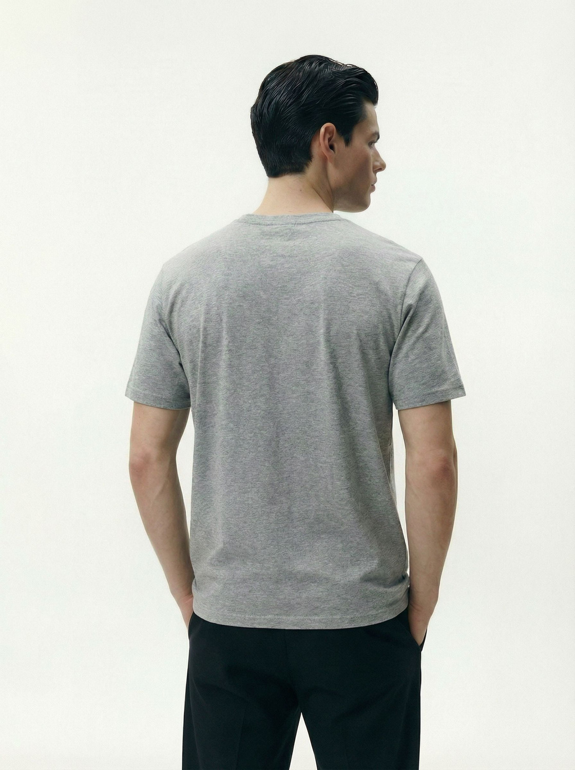 Image of CXL Solid Men Round Neck Grey T-Shirt