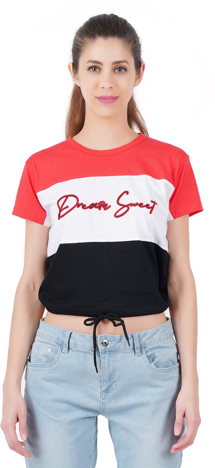 BERRY STREET Typography Women Round Neck Red T-Shirt