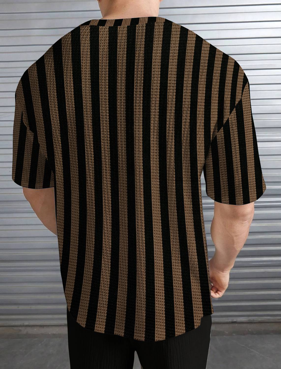 KAJARU Brown Striped Men's T-Shirt - Image 2