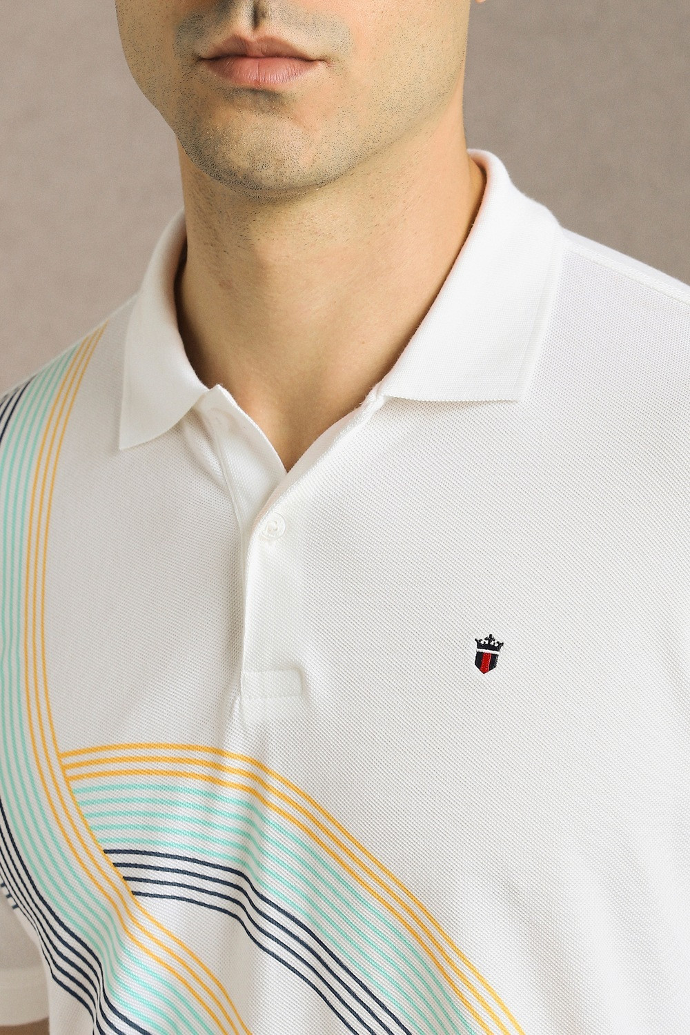 Image of LOUIS PHILIPPE Solid Men Polo Neck White T-Shirt