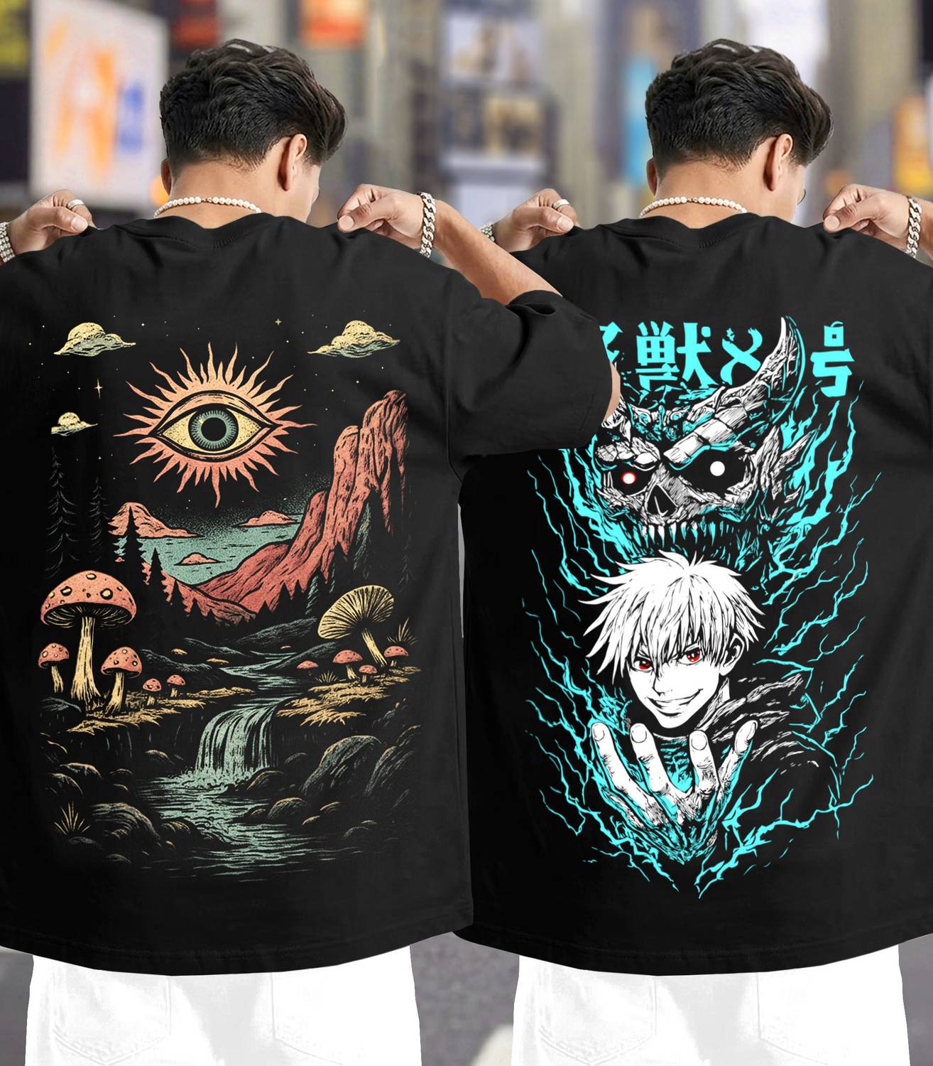Viktor Black Printed Men Round Neck T-Shirt Pack of 2 - Image 1
