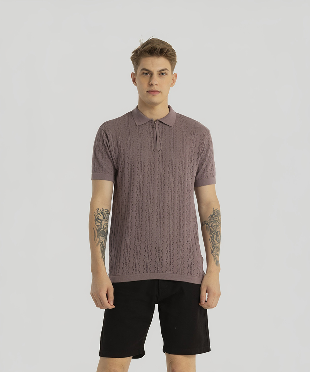 Image of Snitch Printed Men Polo Neck Purple T-Shirt