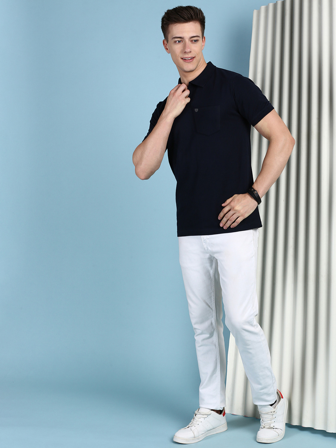 Image of LUX cozi Solid Men Polo Neck Black T-Shirt