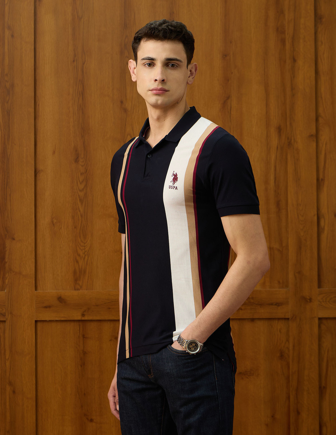 Image of U.S. POLO ASSN. Printed Men Polo Neck Multicolor T-Shirt