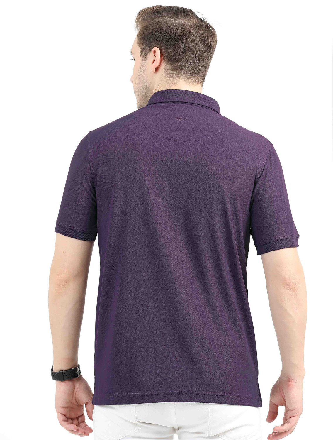 Image of Stellers Solid Men Polo Neck Purple T-Shirt