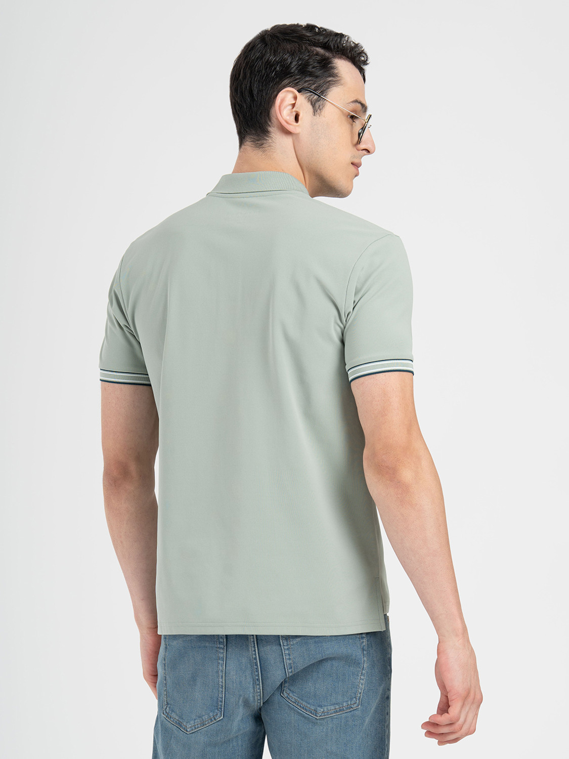 Image of RED TAPE Solid Men Polo Neck Light Green T-Shirt