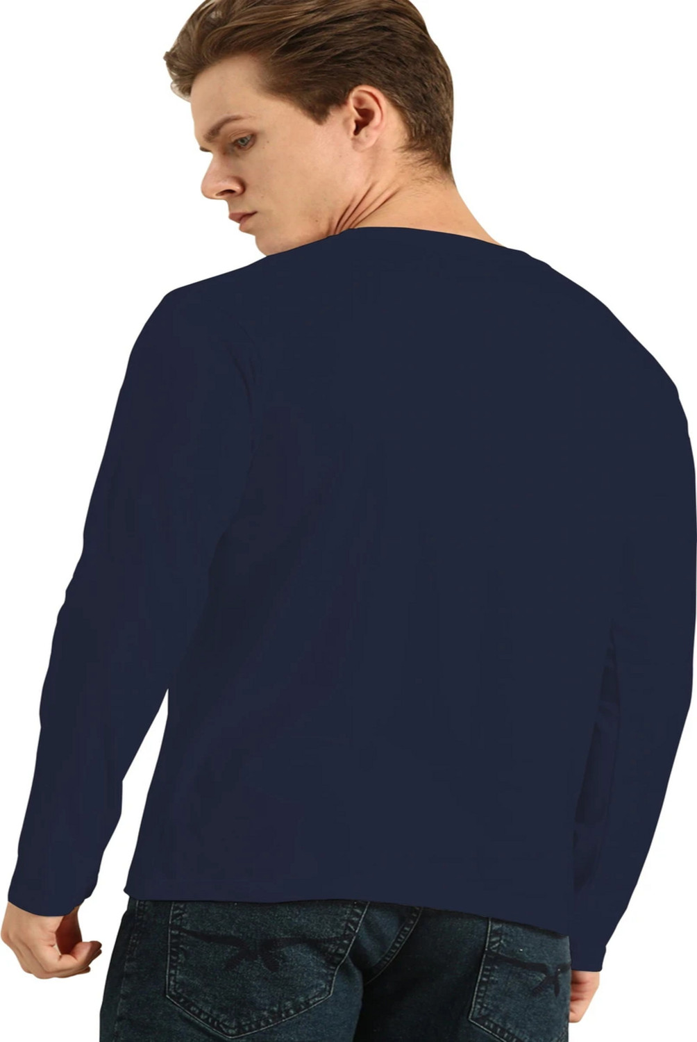 Image of London Hills Printed Men Round Neck Navy Blue T-Shirt