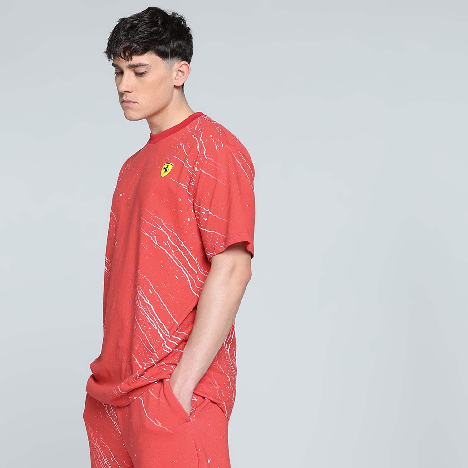 Image of PUMA Printed Men Crew Neck Red T-Shirt