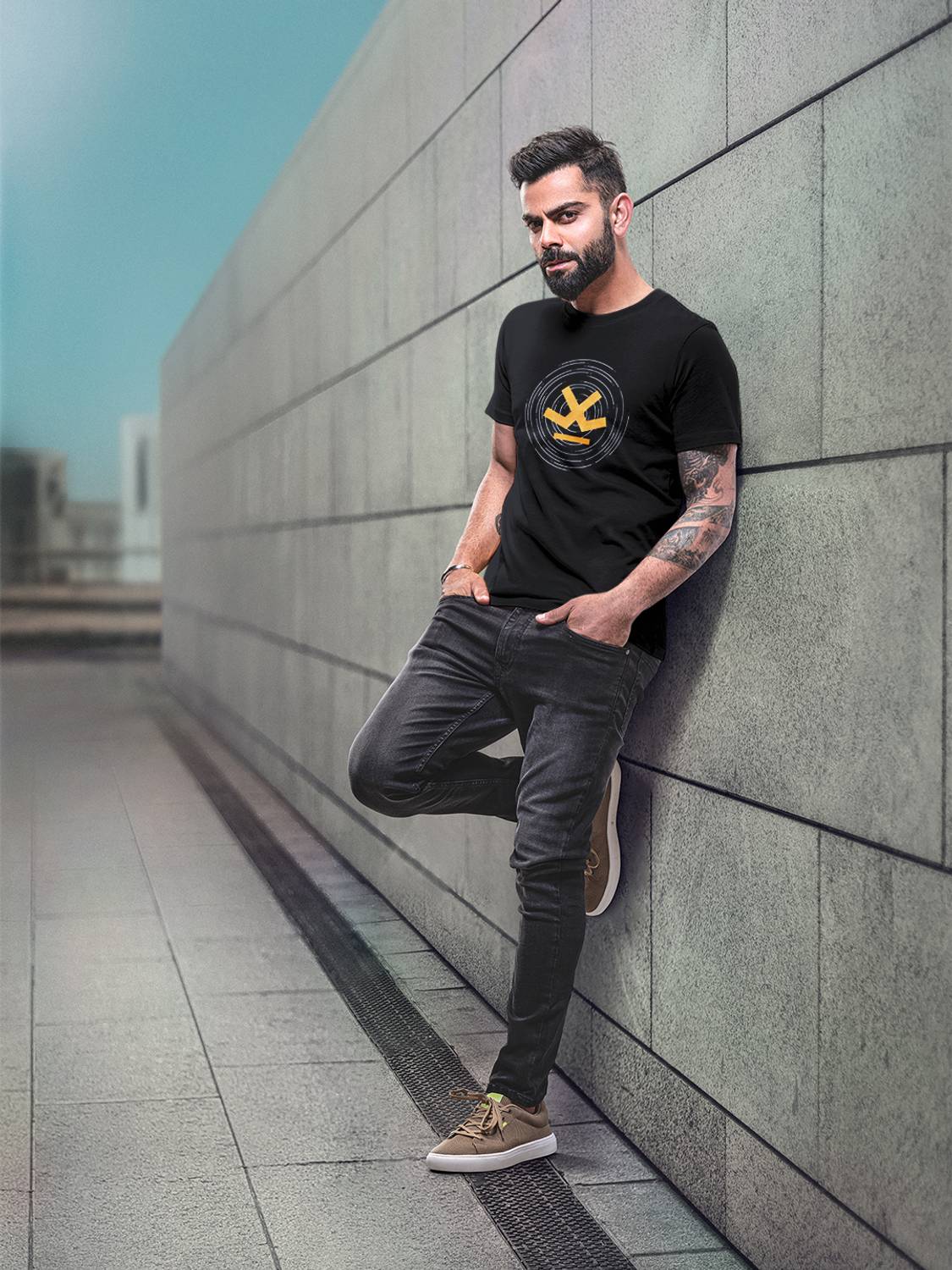 WROGN Zero Men Printed Round Neck Cotton Blend Black T-Shirt