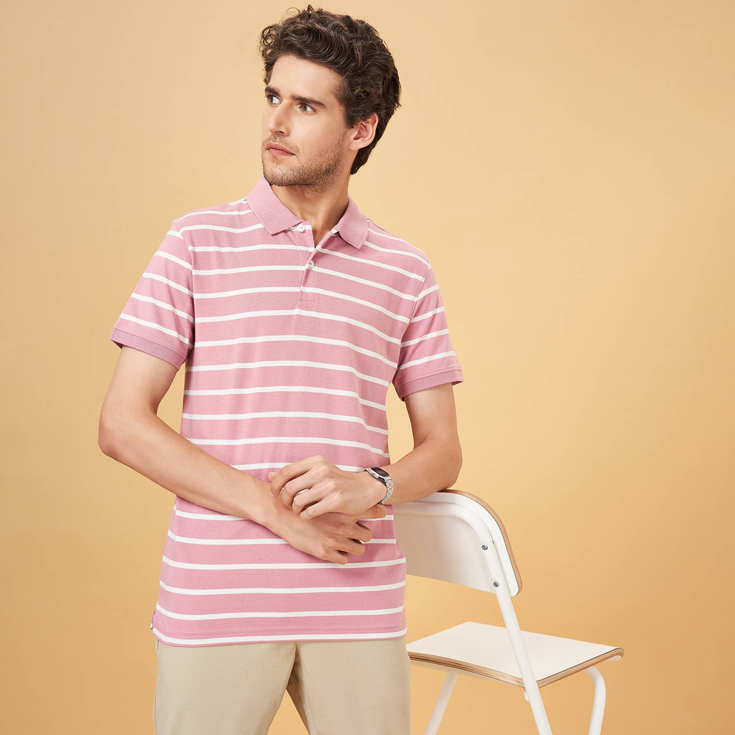 Byford by Pantaloons Colorblock Men Round Neck Pink T-Shirt