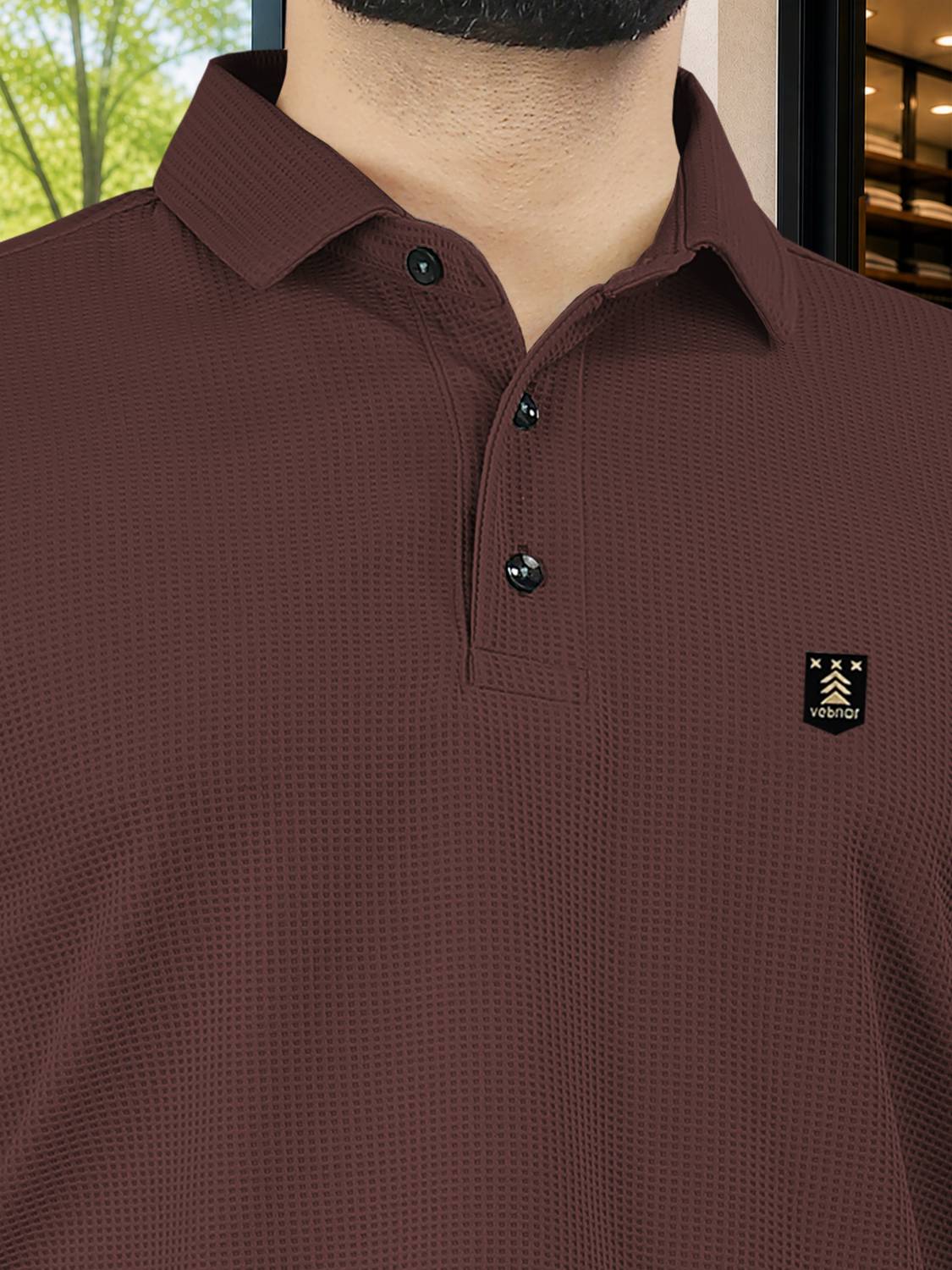 VeBNoR Men Brown Polo Neck T-Shirt - Image 5