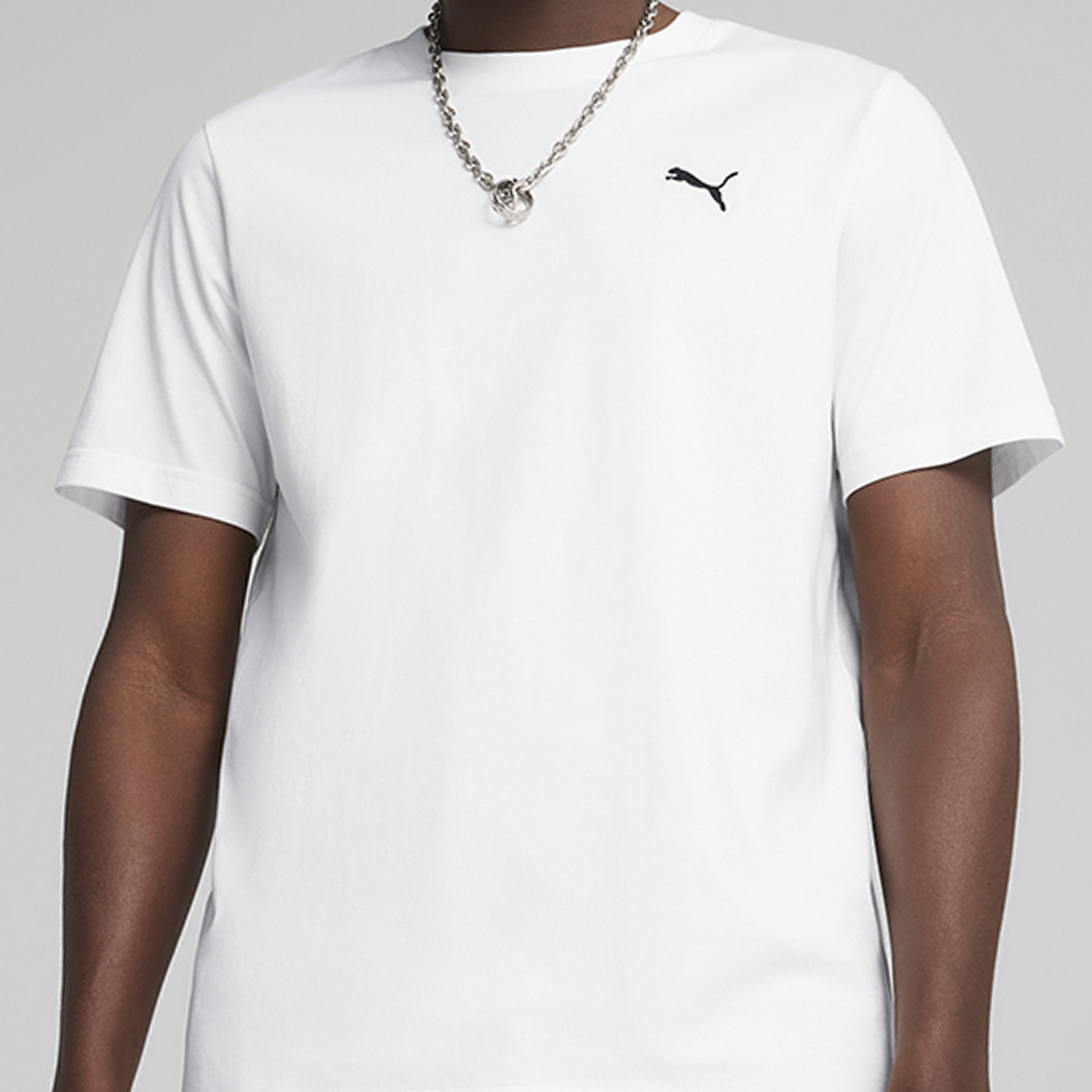 Image of PUMA Solid Men Round Neck White T-Shirt