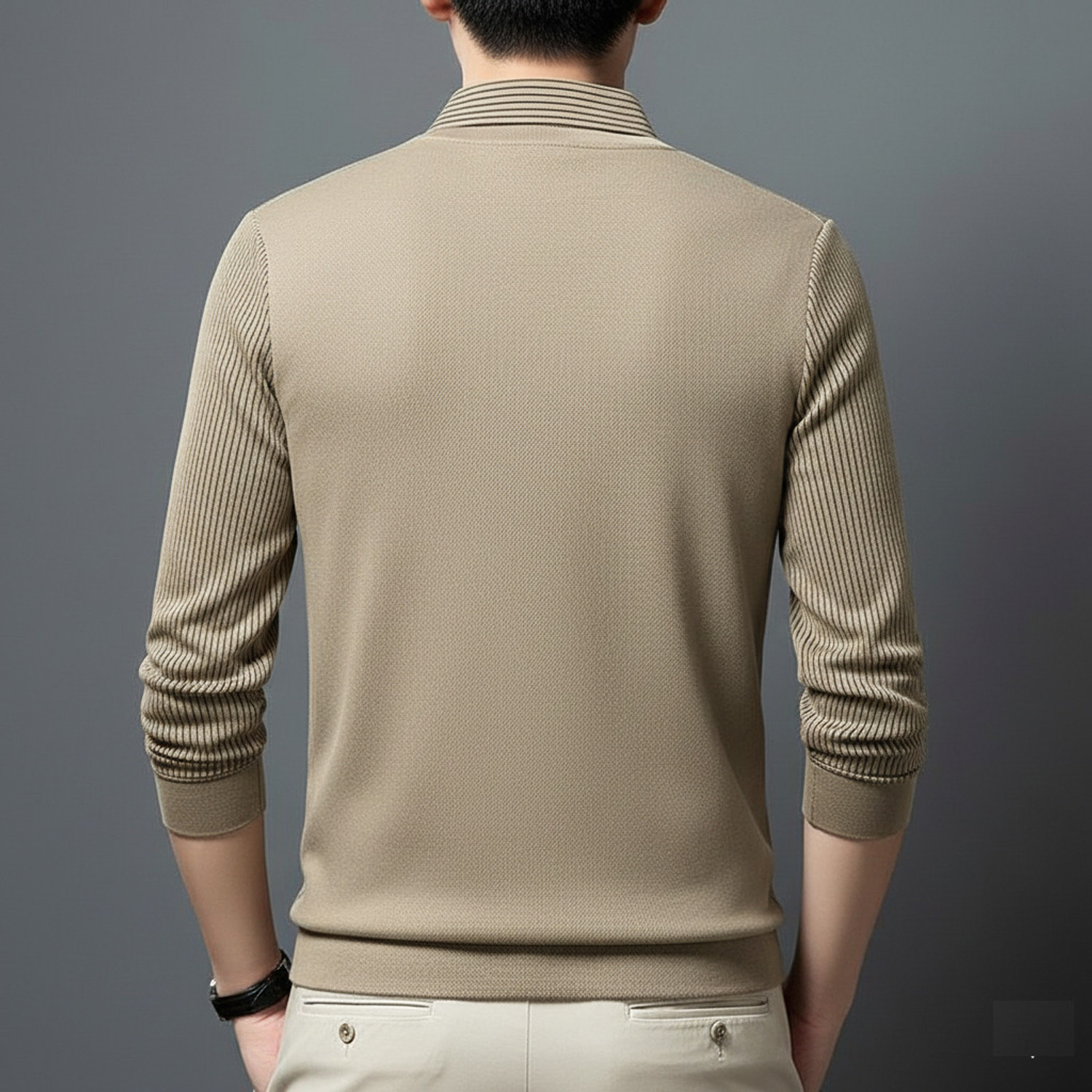 Image of DLooK Designer Solid, Striped, Printed Men Polo Neck Brown T-Shirt
