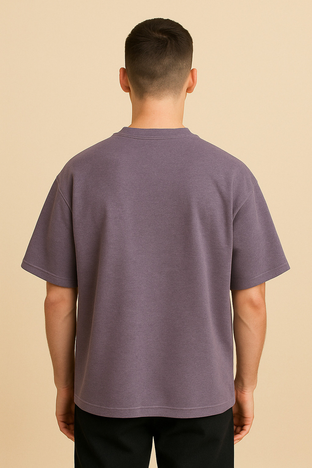 Image of Hornignite Solid Men Round Neck Purple T-Shirt