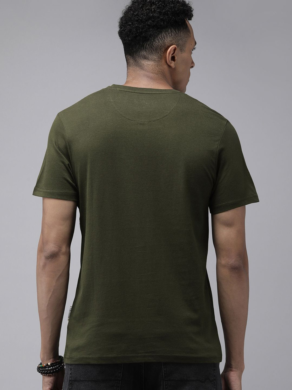Image of Roadster Solid Men Henley Neck Green T-Shirt