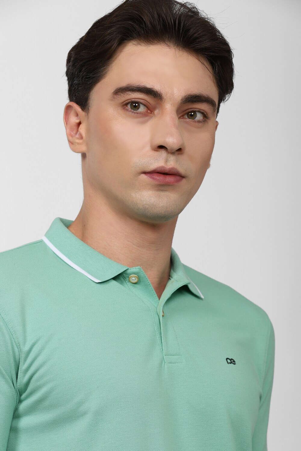Image of PETER ENGLAND Solid Men Polo Neck Green T-Shirt