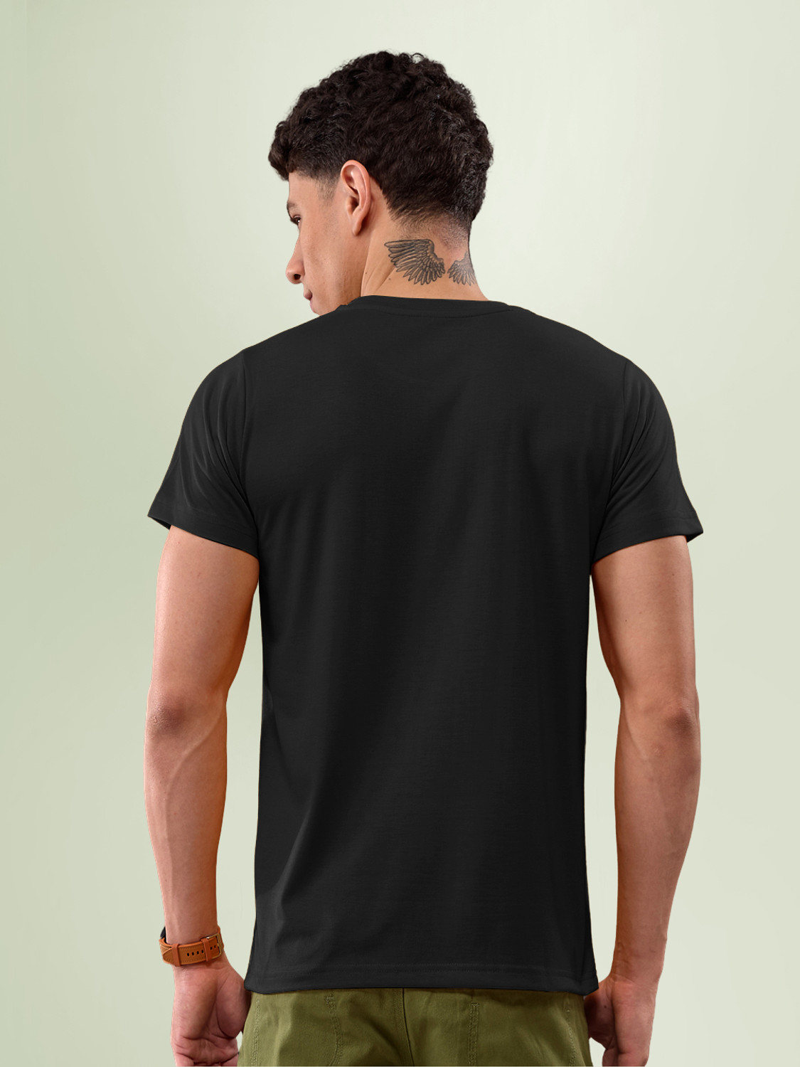 Image of Lux Nitro Solid Men Round Neck Black T-Shirt