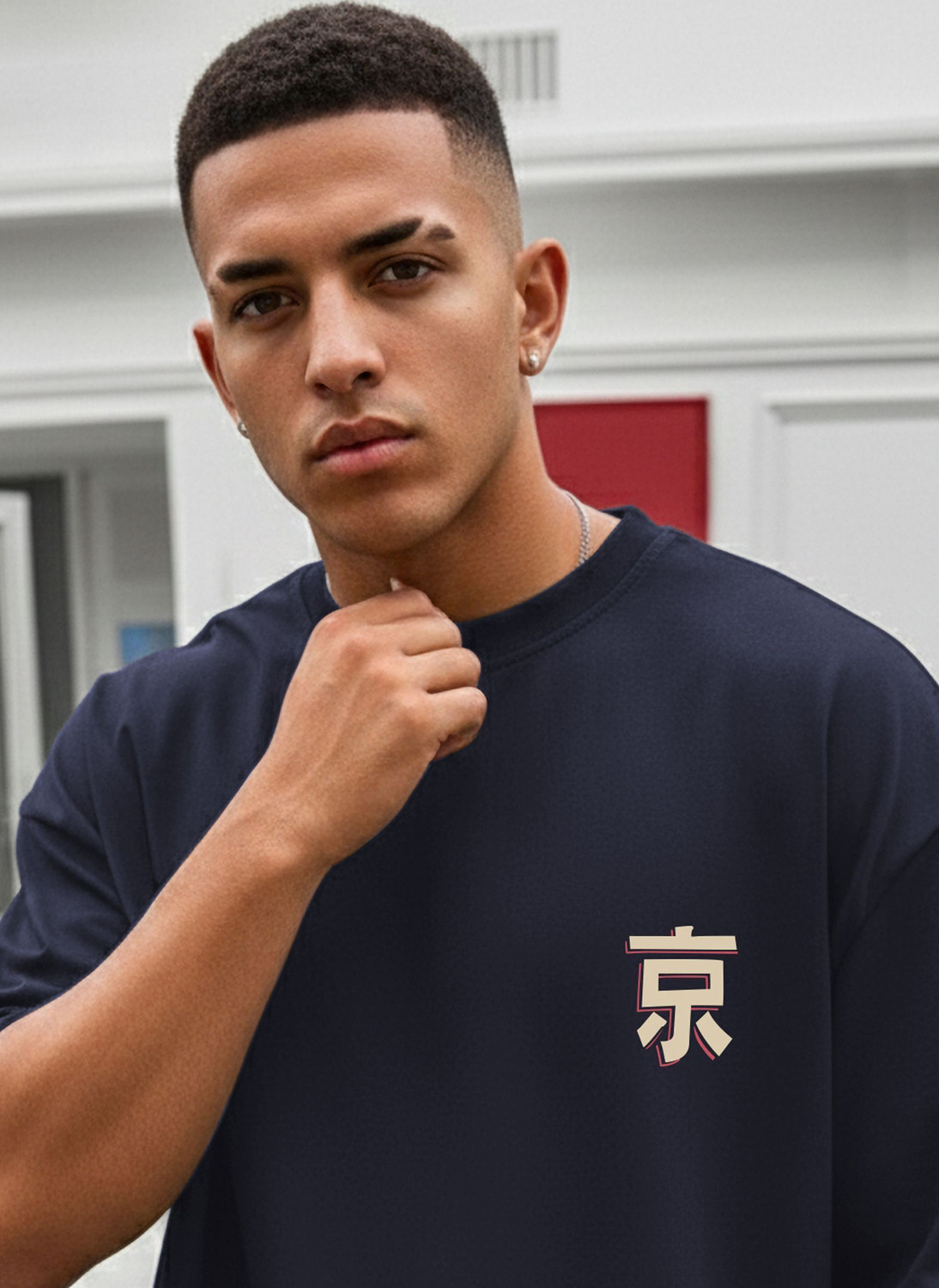Image of TRIPR Printed Men Round Neck Navy Blue T-Shirt
