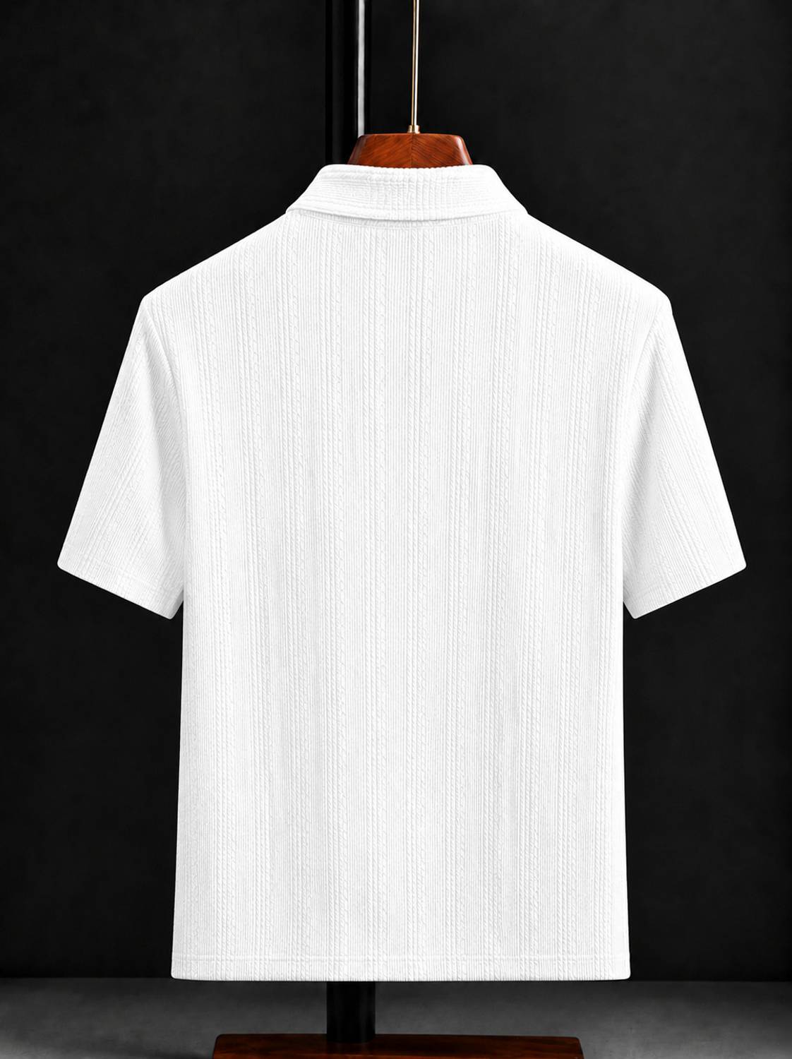COMBRAIDED Men Polo Neck White T-Shirt - Image 2