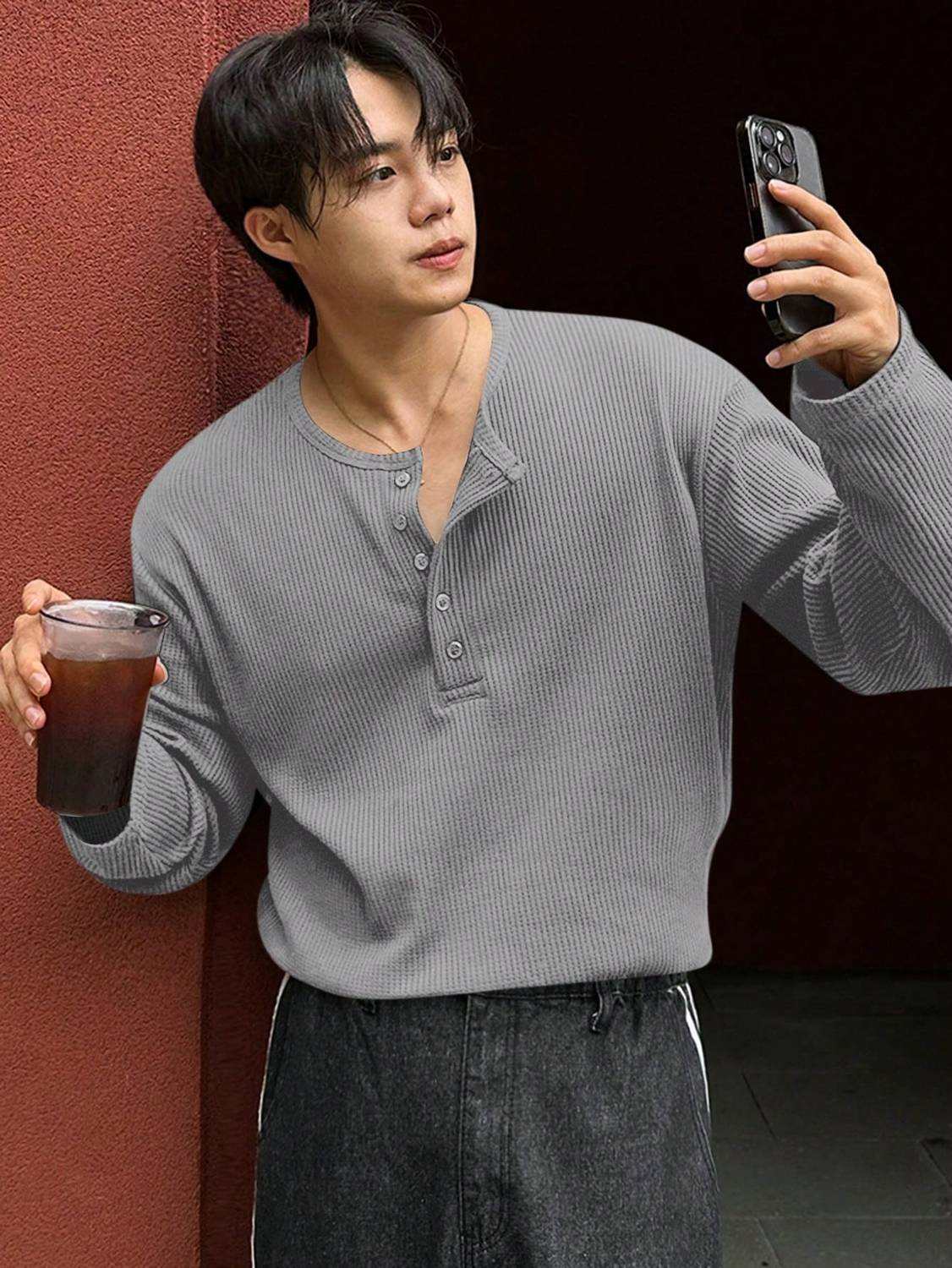 The Modern Soul Silver Men's Henley Neck T-Shirt - Image 4