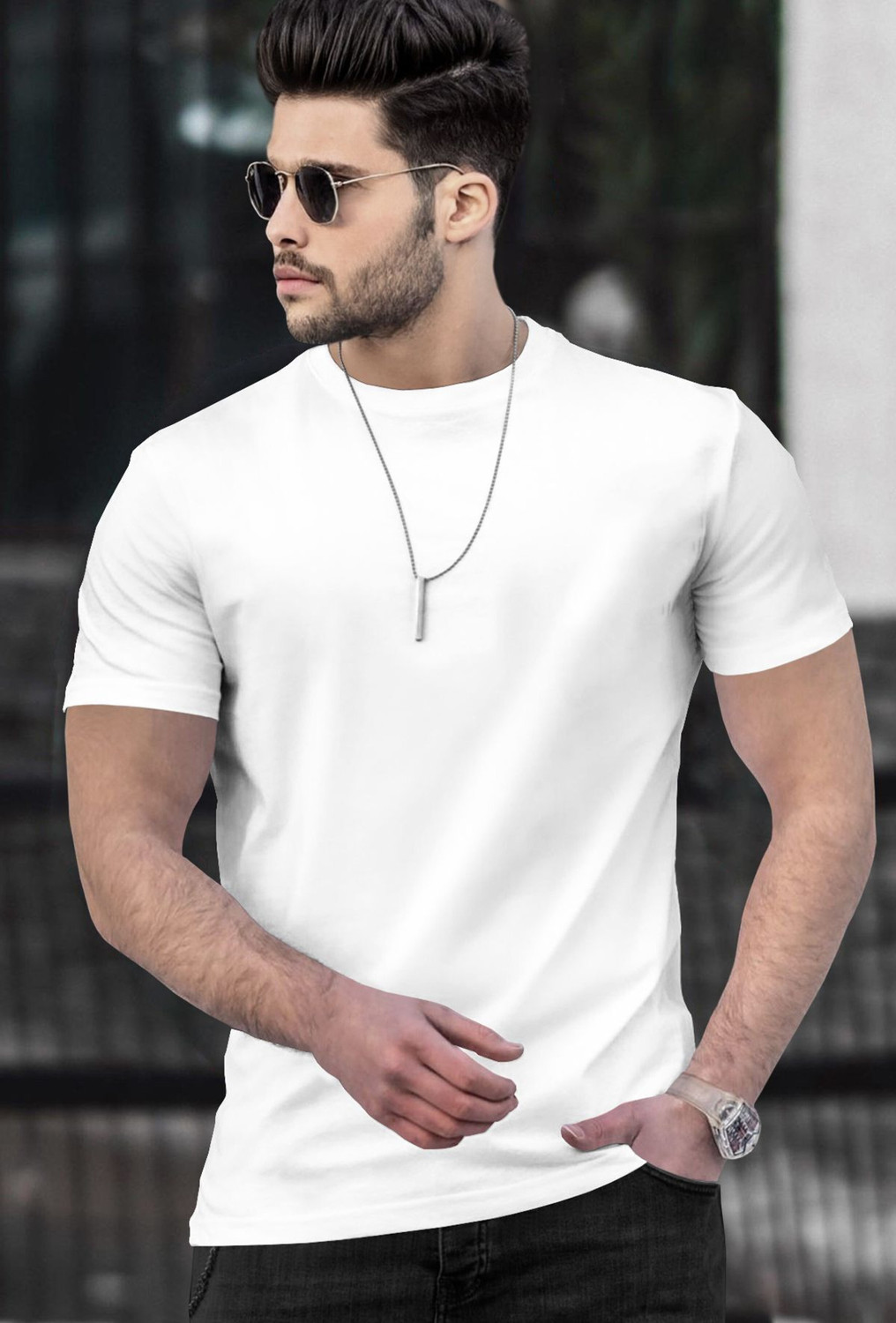 Image of TRIPR Solid Men White T-Shirt