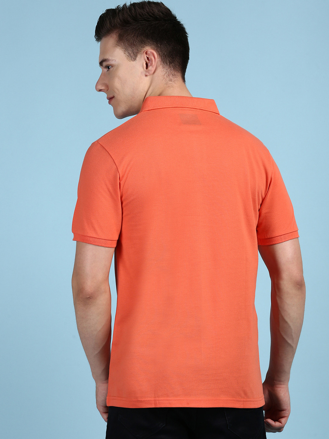 Image of LUX cozi Solid Men Polo Neck Orange T-Shirt