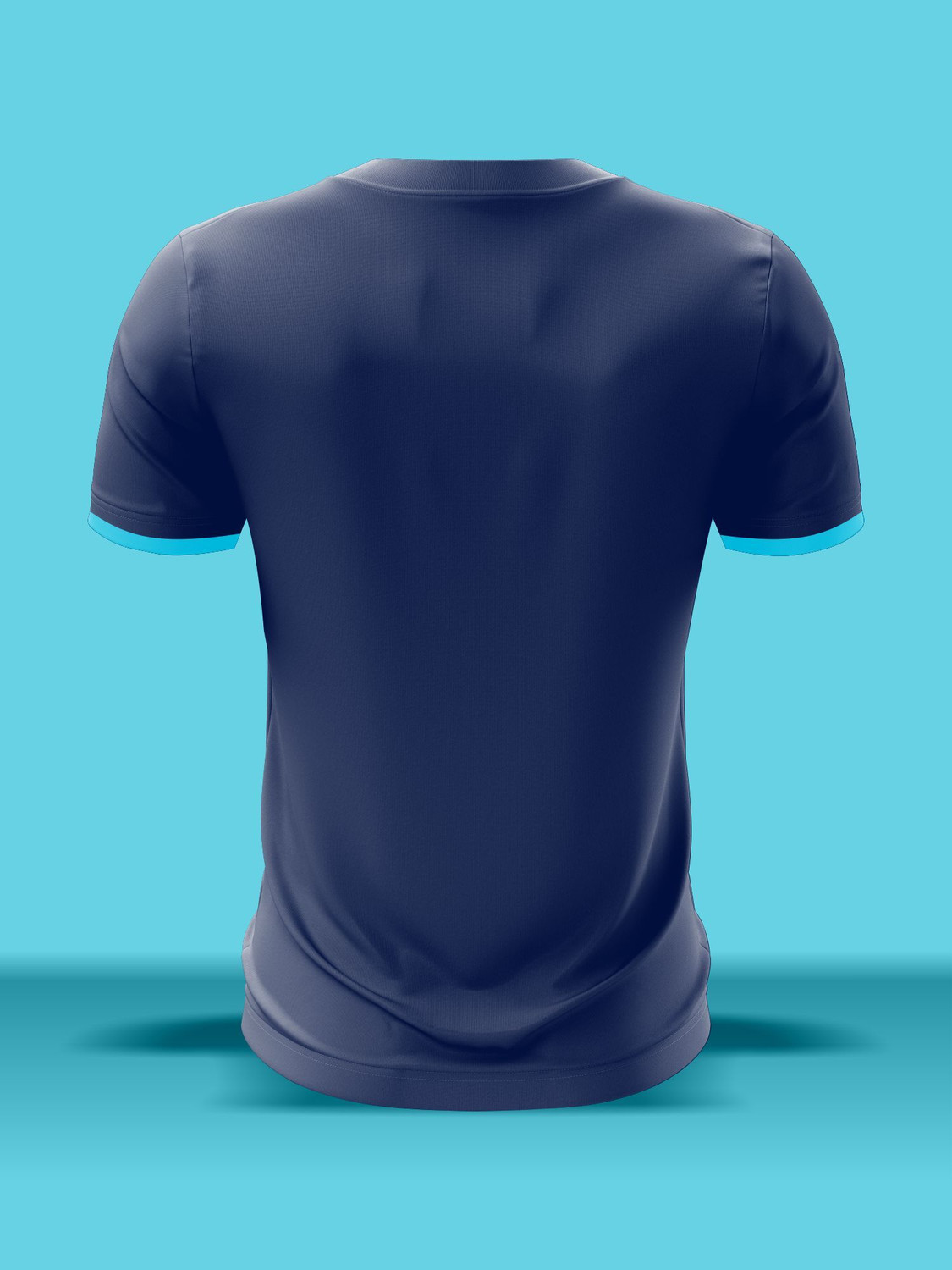Image of shaiki Printed Men Round Neck Navy Blue, Light Blue T-Shirt