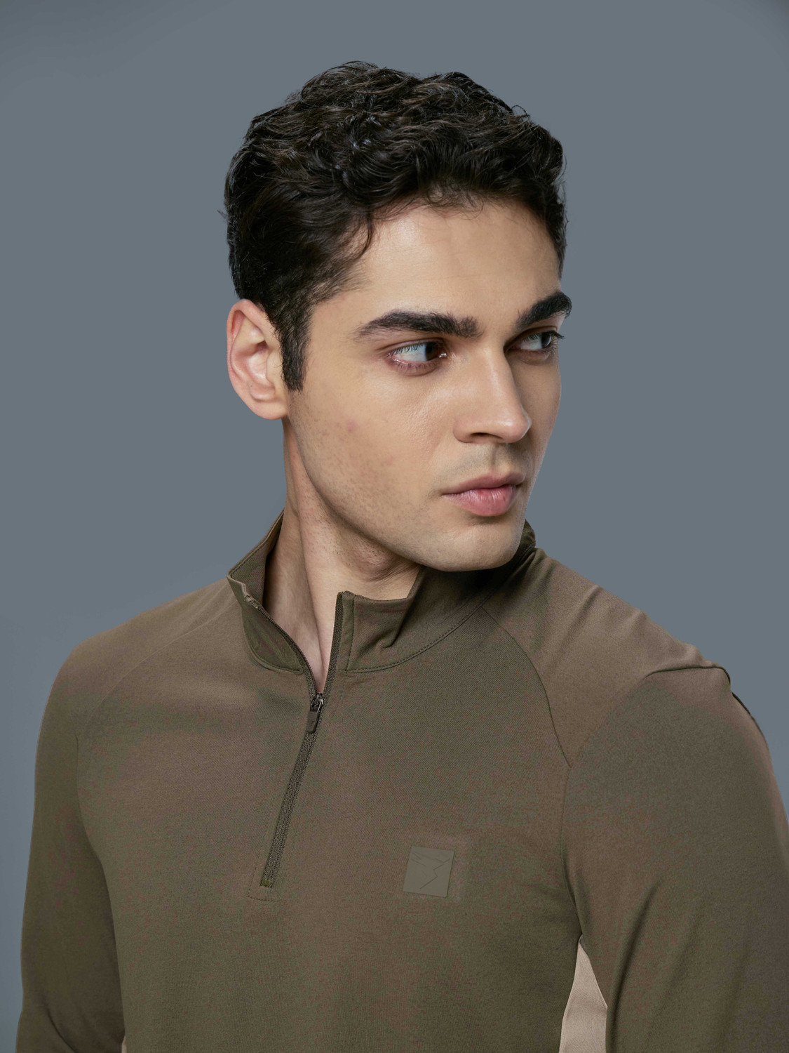 Image of TECHNOSPORT Sporty Men High Neck Brown T-Shirt