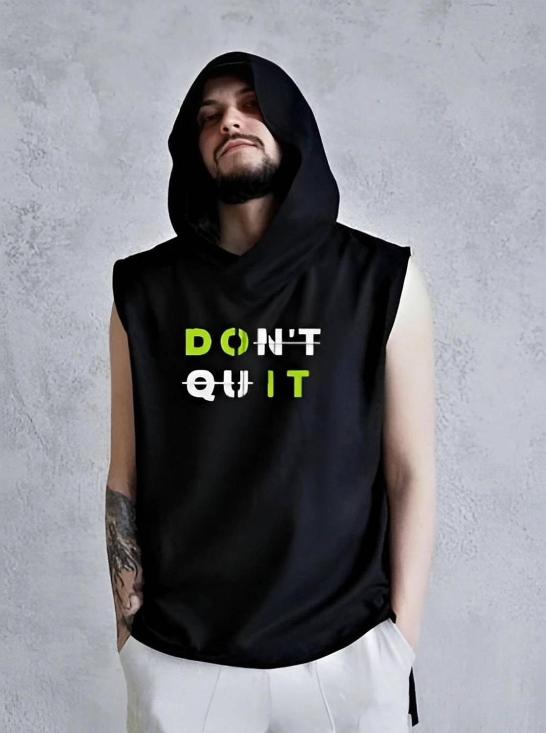 baquax Printed Men Hooded Neck Black T-Shirt
