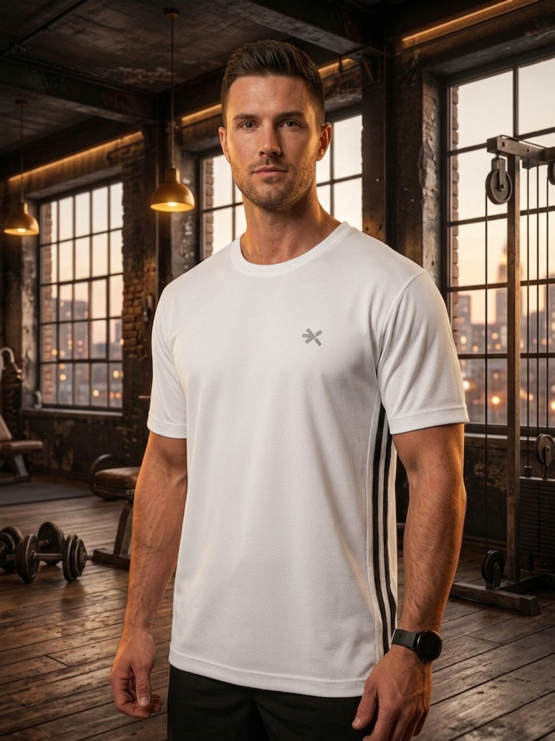 Image of HRX by Hrithik Roshan Solid Men Round Neck White, Navy Blue T-Shirt
