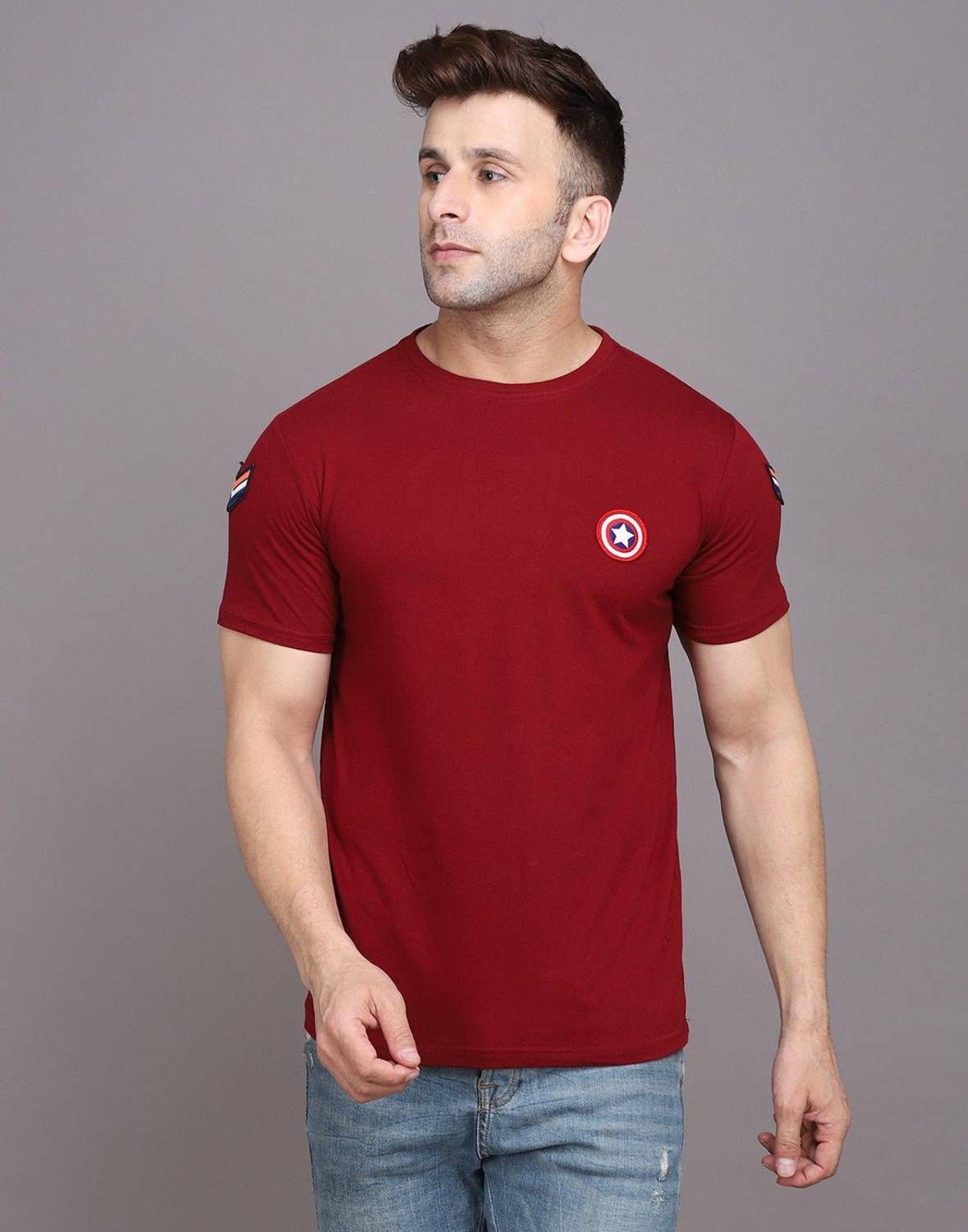 Lawful Casual Printed Men Round Neck Maroon T-Shirt